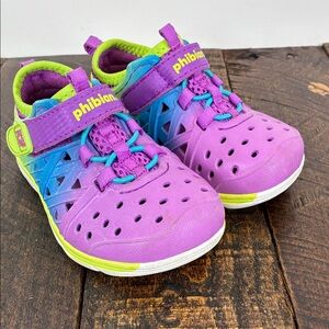 Stride Rite M2P Phibian Kids' 5 Purple, Blue & Lime Water Shoes